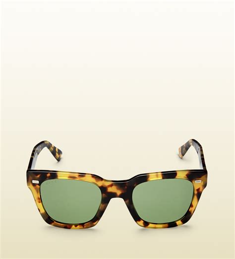 Gucci Square Rectangle Sunglasses Havana/Havana/Green 